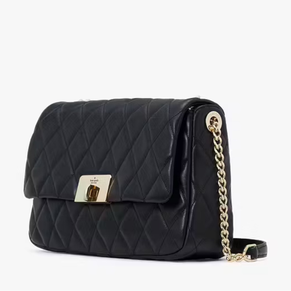 Kate Spade Carey Black Quilted Shoulder Flap Bag